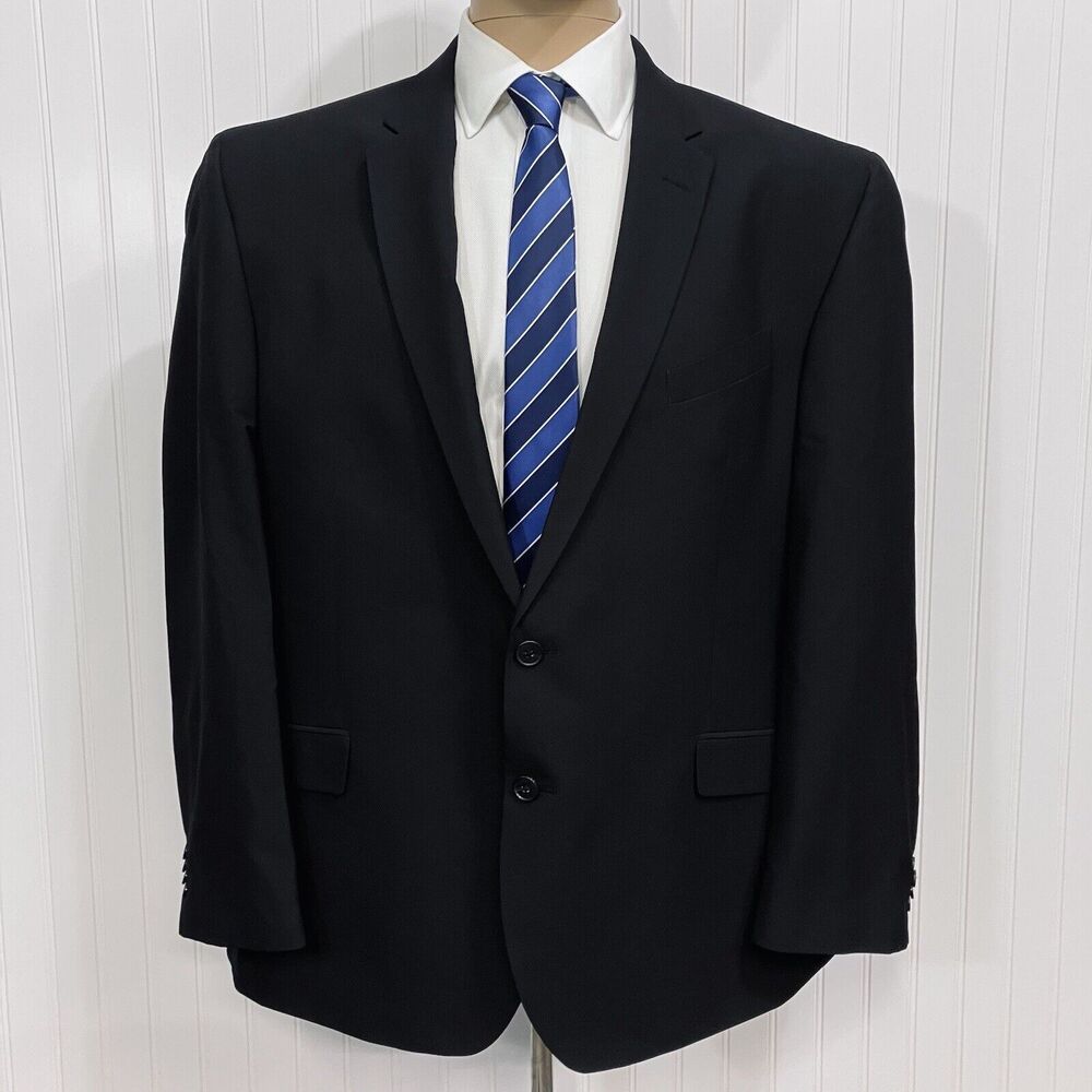 KENNETH COLE Blazer Mens 50 Solid Black Sport Coat Formal Wear Suit Jacket 50R